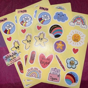 Amor propio, positividad, pegatinas motivacionales, colores pastel, colores neutros, pegatinas para profesores, cuidado personal, afirmación positiva, bienestar