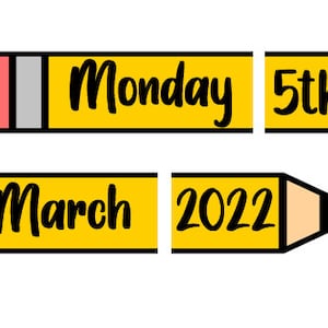 Pencil themed, daily flip display calendar up to 2030, hanging calendar, display, teacher classroom,