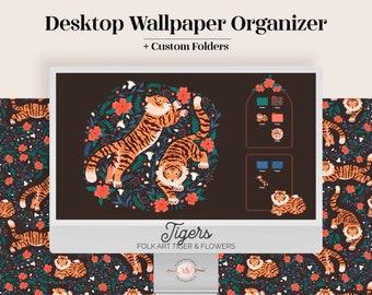 Tropical Tiger Desktop Wallpaper Organizer | Wallpapers & Folder Icons (Digital Download)