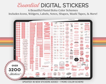 3200+ Pastell Boho Digital Planner Stickers | GoodNotes PNG (digital nedladdning)