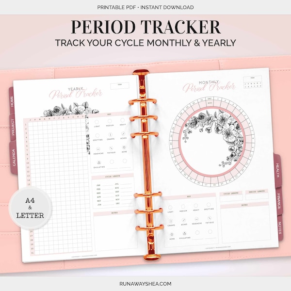 Period Tracker Printable | Period Journal PDF, Private Moon Cycle & Symptom Tracker for Reproductive Privacy | P-33