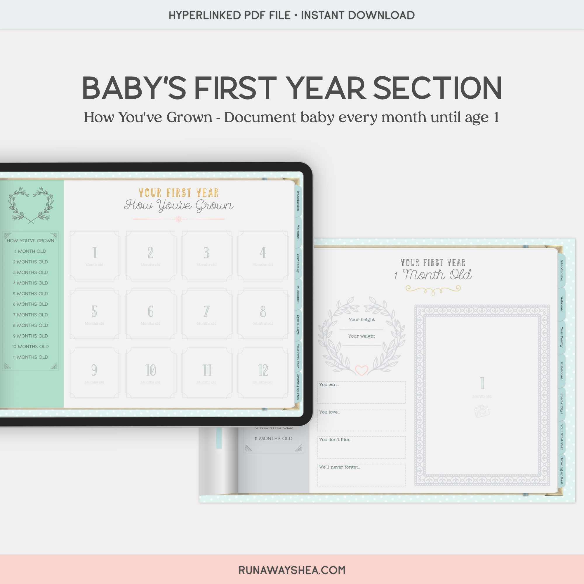 Digital Baby Book for Baby's First Year Milestones Our Etsy