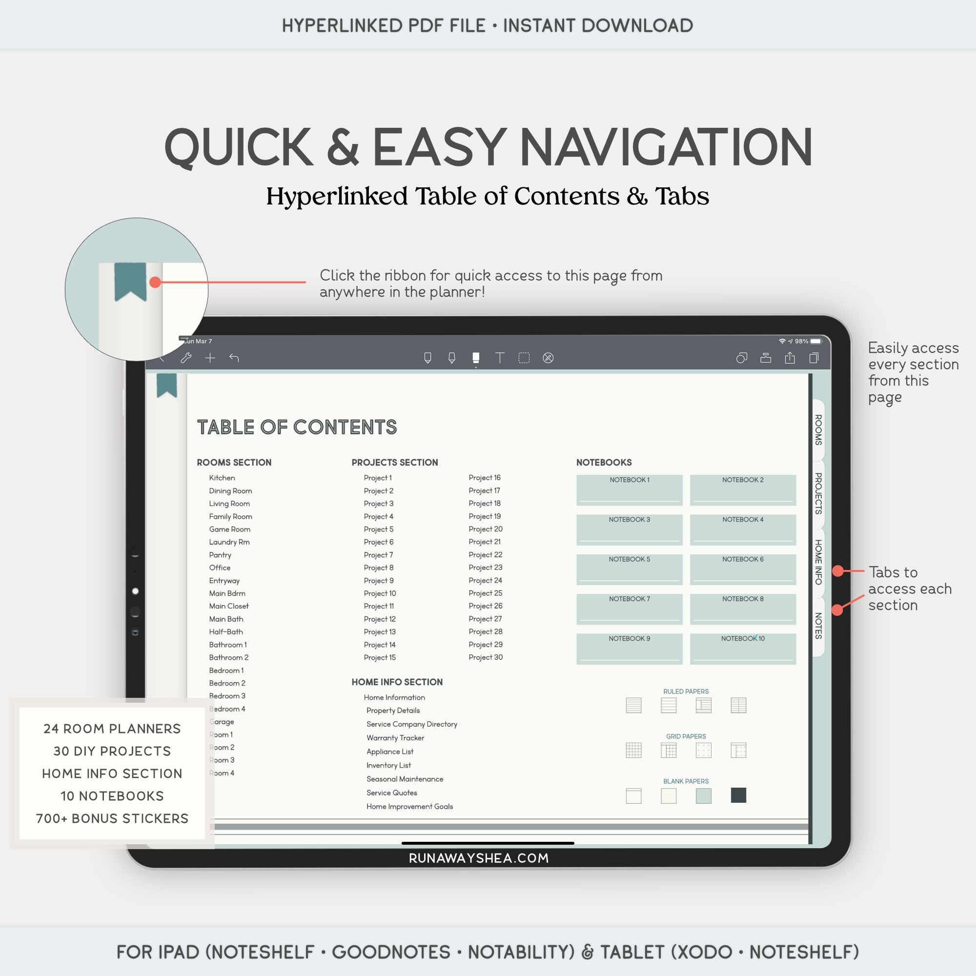 Digital Home Project Planner for DIY Projects Room Etsy