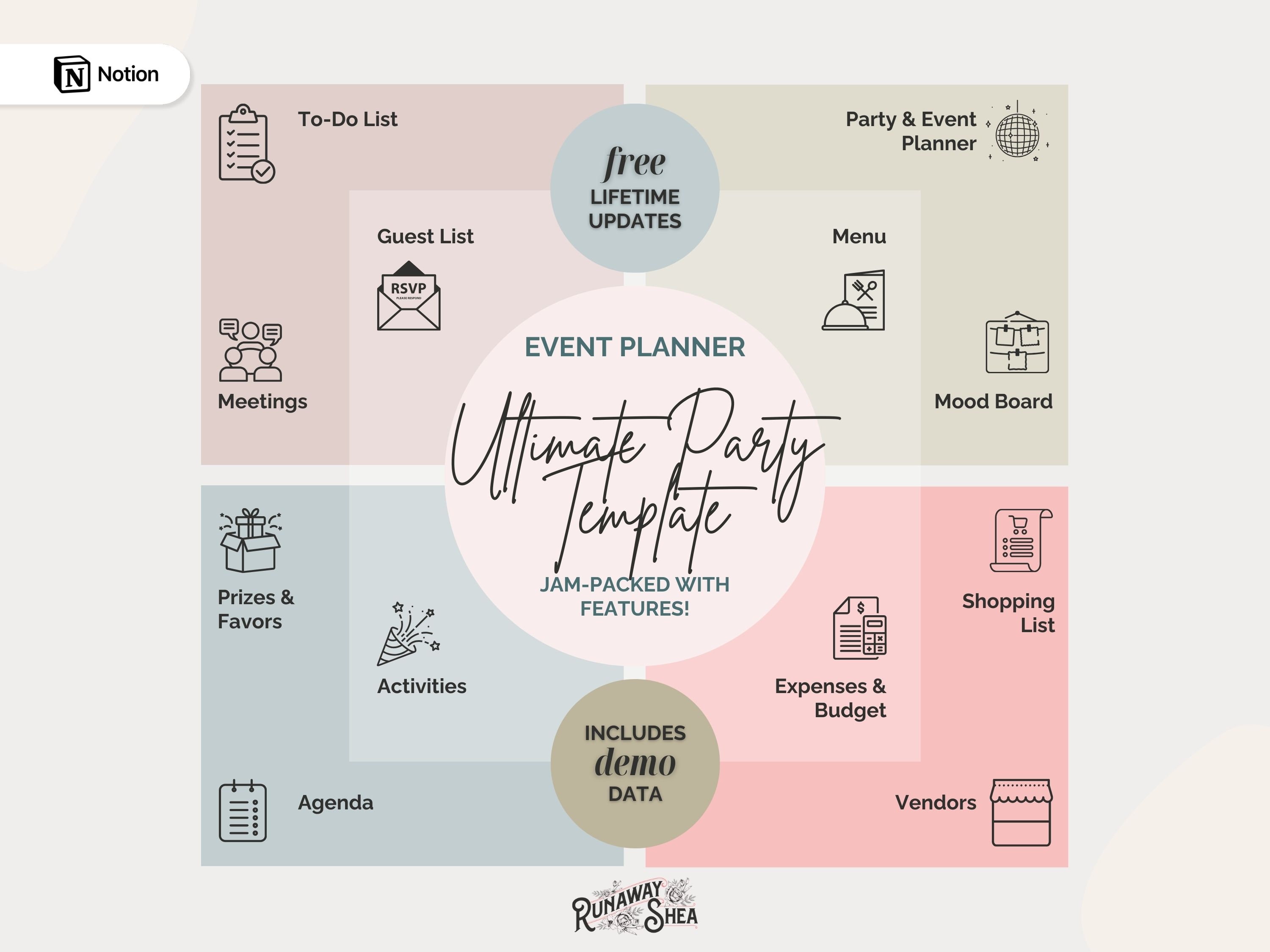 Notion Event Planner Template – Party, Birthday & Holiday Organizer ...
