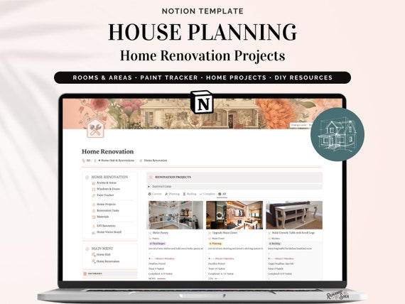 Notion Home Renovation Planner Template – House Remodel Project Planning Dashboard (Digital Product)
