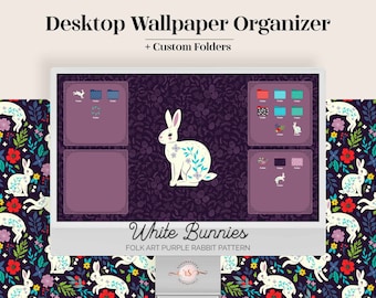 White Rabbit Purple Desktop Wallpaper Organizer | Wallpapers & Folder Icons (Digital Download)
