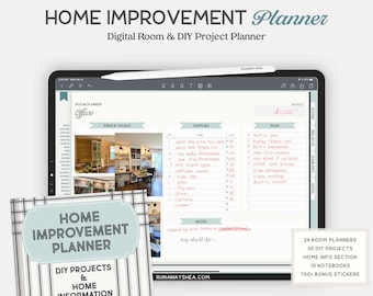 Digital Home Project Planner for DIY Projects | Room + Interior Design Home Planner for House Remodels & Renovations