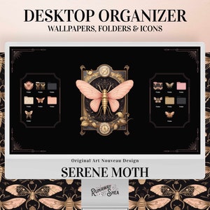Moth Dark Academia Desktop Wallpaper Organizer | Wallpapers & Folder Icons (Digital Download)