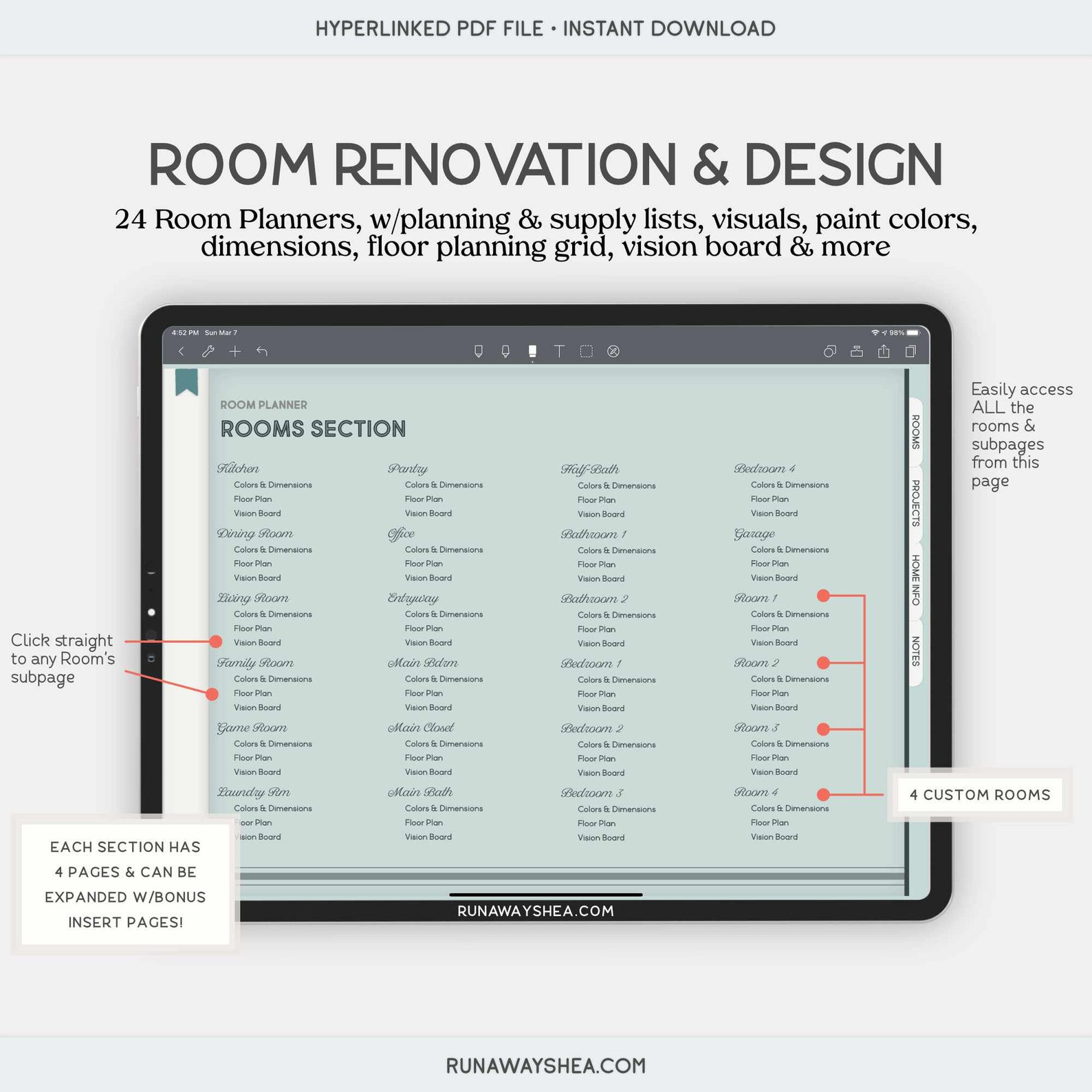 Digital Home Project Planner for DIY Projects Room Etsy