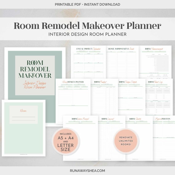 Room Remodel Planner Printable Plan Your Home Improvement | Etsy