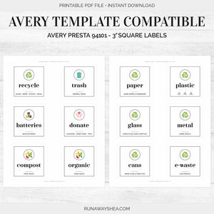 Printable Trash &amp; Recycle Labels for Recycling Bins | Eco Friendly ...