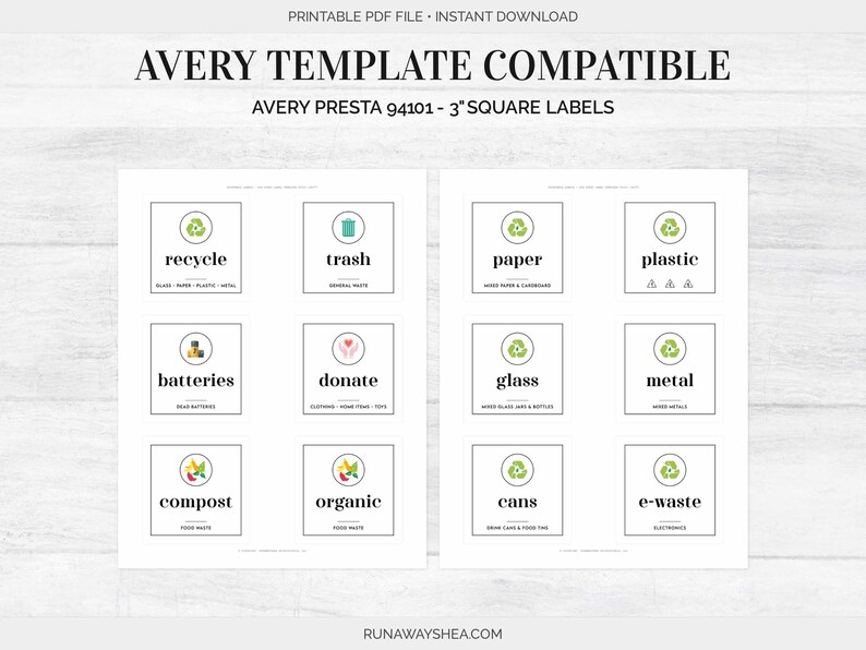 Printable Trash &amp; Recycle Labels for Recycling Bins | Eco Friendly ...