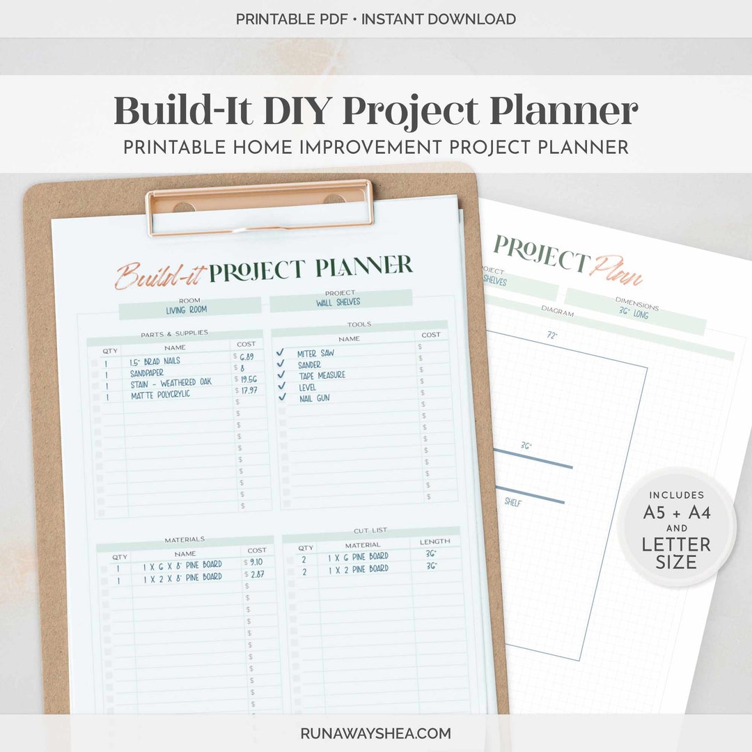 DIY Home Project Planner Printable Mini Plan and Design Your Home