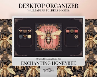 Art Nouveau Bee Desktop Wallpaper Organizer | Wallpapers & Folder Icons (Digital Download)