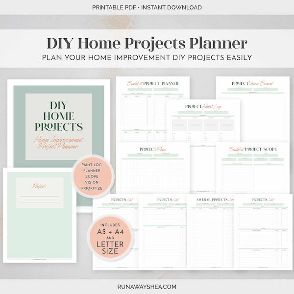 DIY Home Improvement Projects Planner Printable | Plan and Design Your Home Renovations and Do-It-Yourself Projects | PP-22