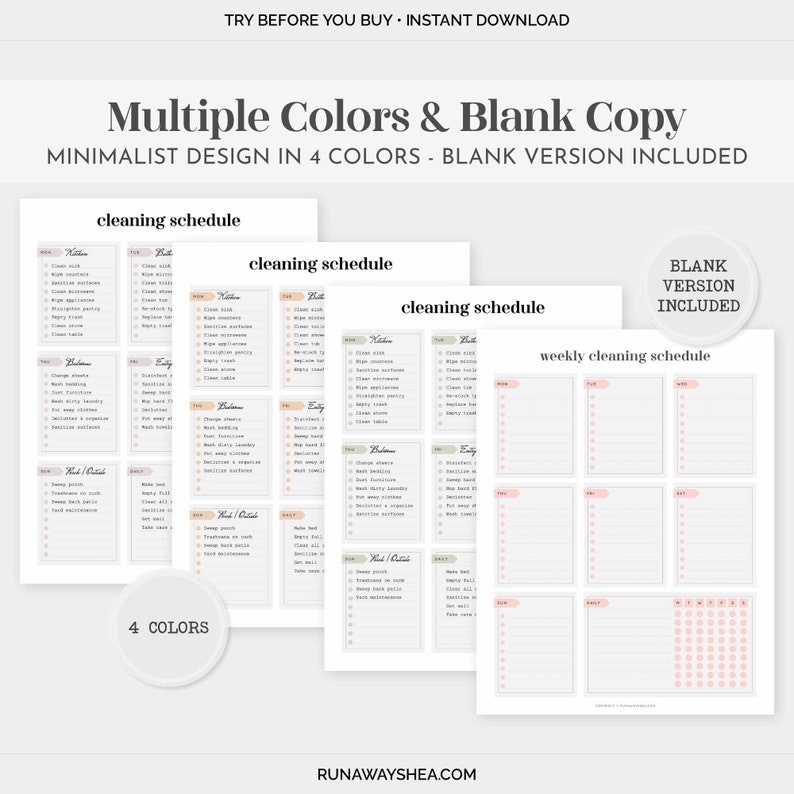 Editable Weekly Cleaning Schedule | Printable Daily Household Chores ...