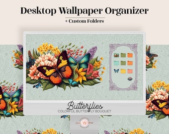 Butterfly Floral Desktop Wallpaper Organizer | Wallpapers & Folder Icons (Digital Download)