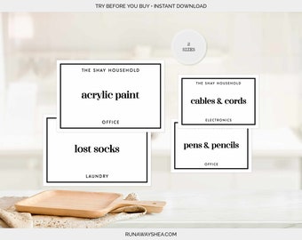 Editable Storage Labels Template | Customize Your Own Labels & Use for Home Organization Basket Clip Label Holders | L-01