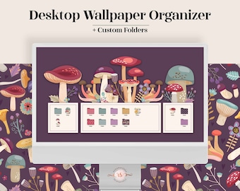Folklore Mushroom Cottagecore Desktop Wallpaper Organizer | Wallpapers & Folder Icons (Digital Download)