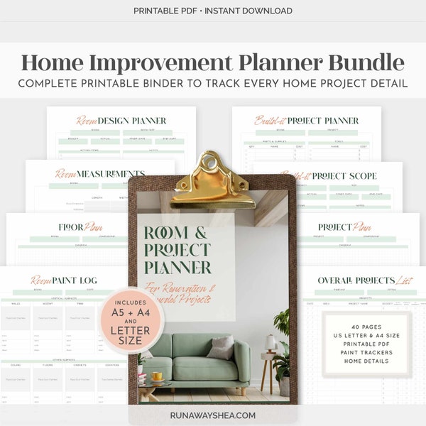 Home Project Planner Printable Ultimate Bundle | Plan and Design Your Home Improvement Renovation, DIY Projects and Remodel Makeover | PP-22