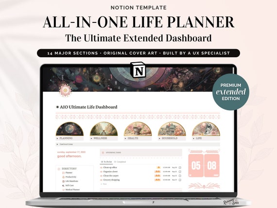 Notion All-In-One Ultimate Life Planner Template - Life Management Dashboard (Digital Product)