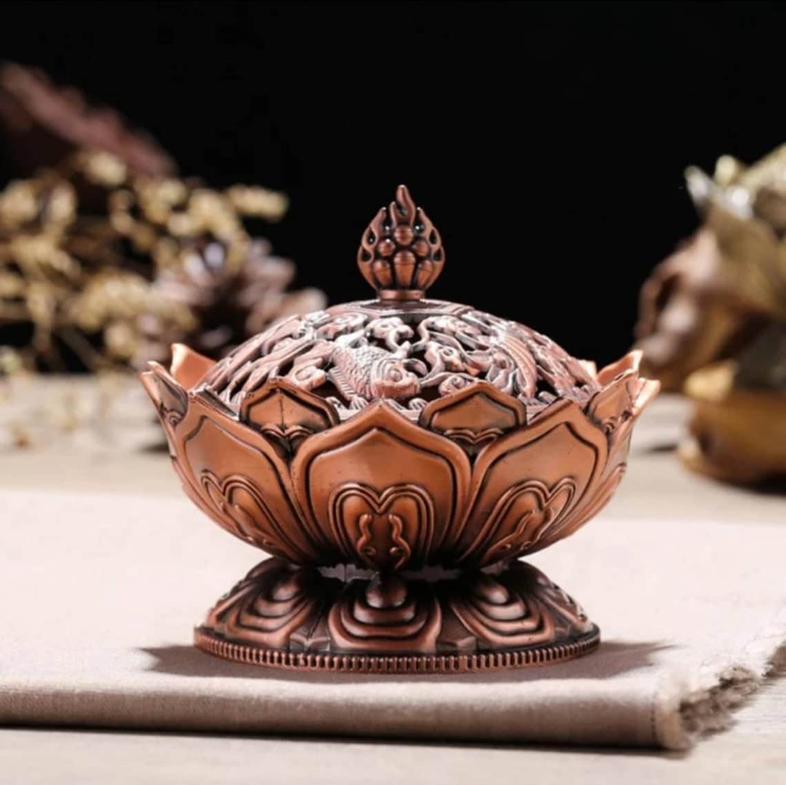 Lotus Flower Incense Burner Chinese Buddha Incense Holder Etsy