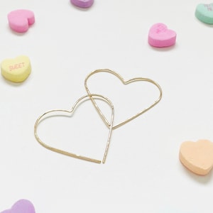 Heart Hoop Earrings, Wire Threader Heart Hoops - 14k Gold Filled or 925 Sterling Silver