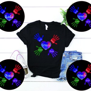 Grandparents shirt for Grandpa - Grandma - with Grandkids names on handprints - Shirt - T-Shirt