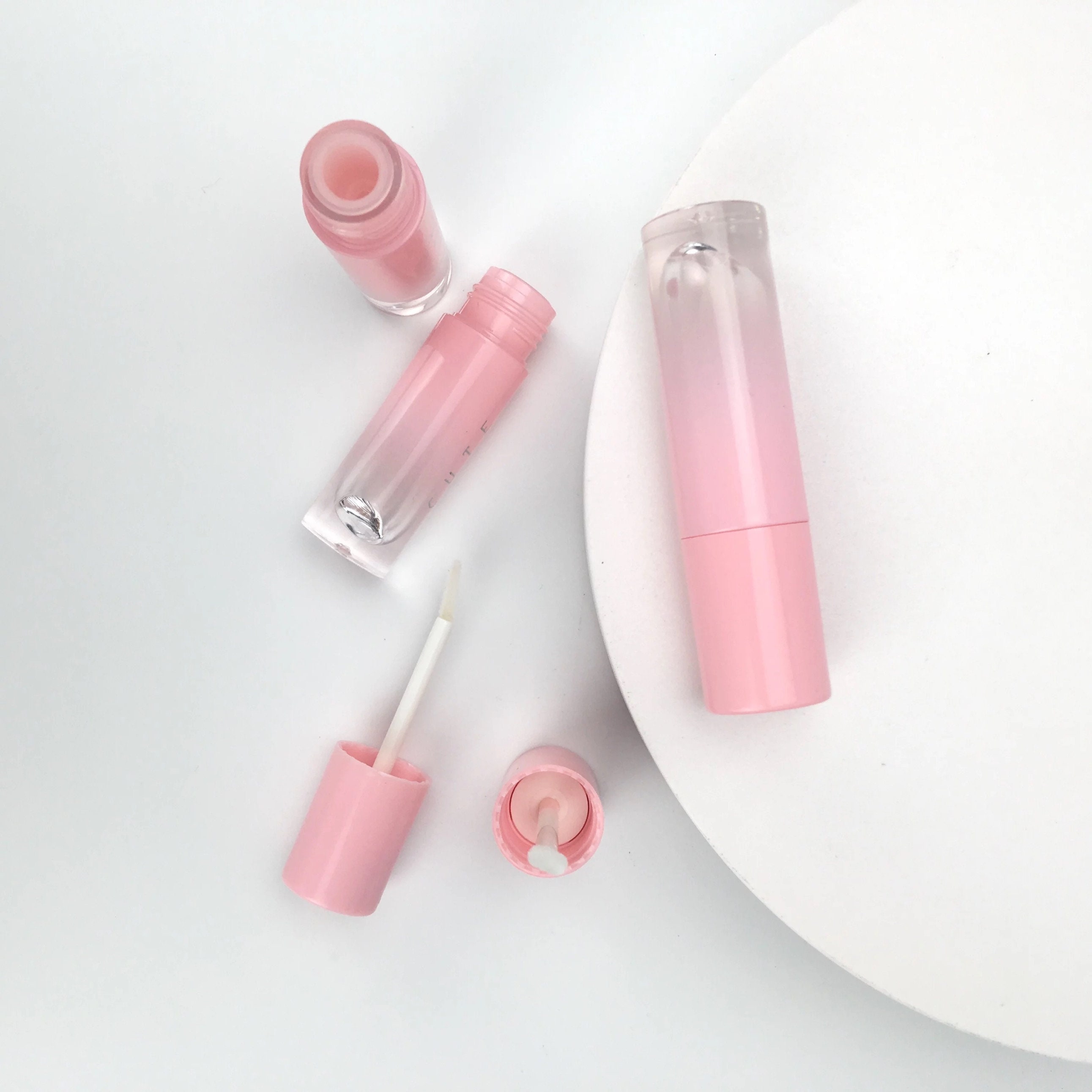 5g Two Layers Empty Pink Round Lip Balm Scrub Container Lip Gloss Tint  Tubes Eyeshadow Palette