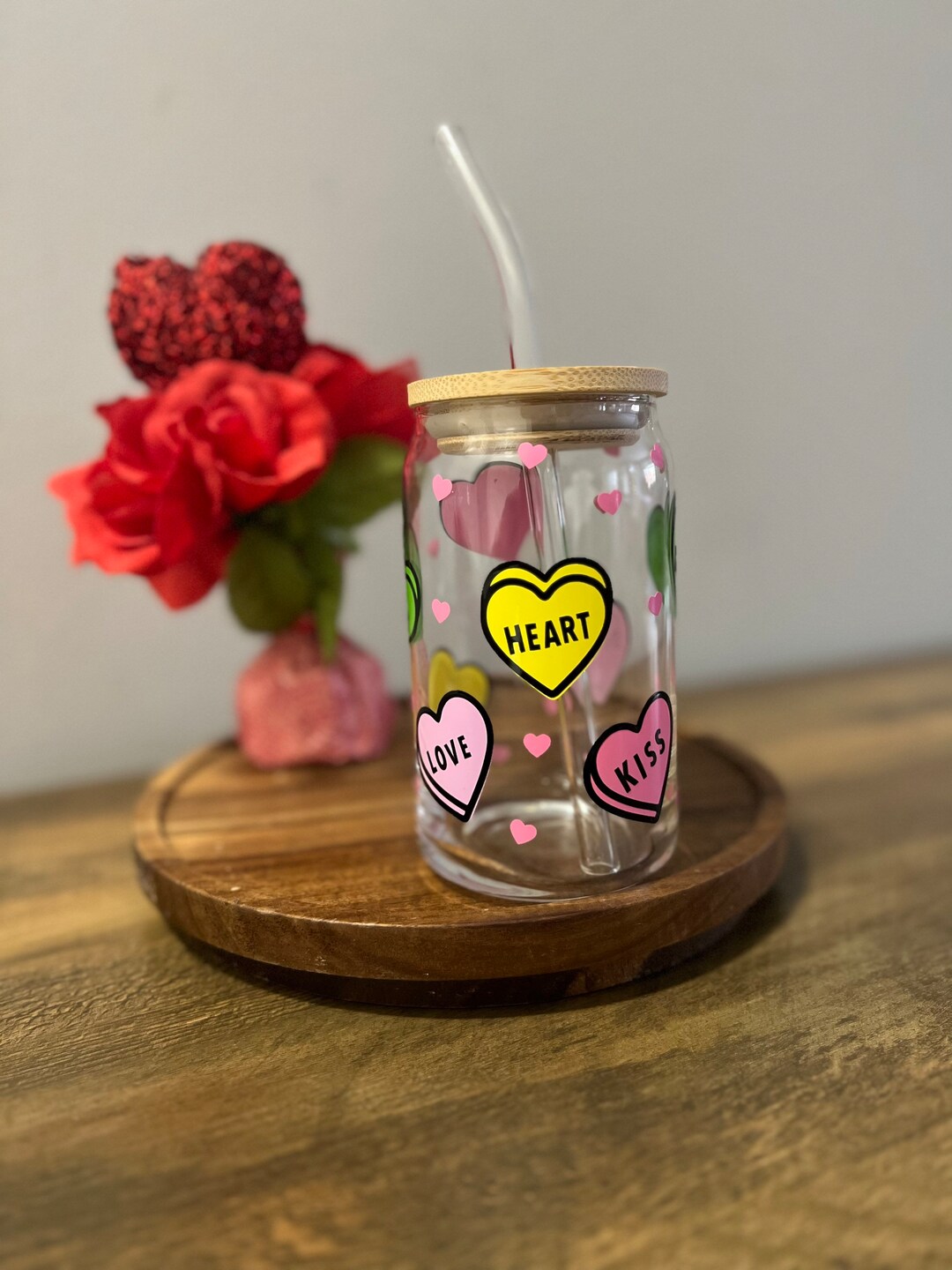 Conversation Hearts Glass Cup Conversation Hearts Cup Libbey Etsy