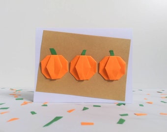 Fall Greeting Card - Origami Pumpkin Card - Handmade Card - Autumn Greeting Card