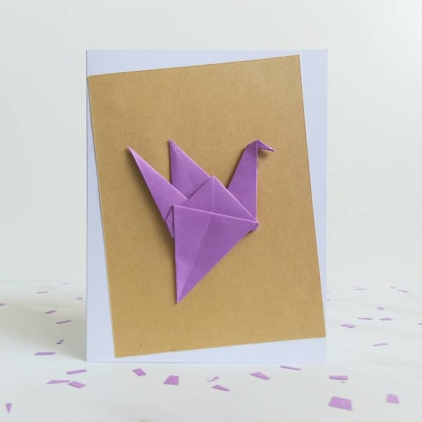 Origami Crane Birthday Card - Thank You Card - Thinking of You Card - Missing You Card - Origami Greeting Card - Origami Card