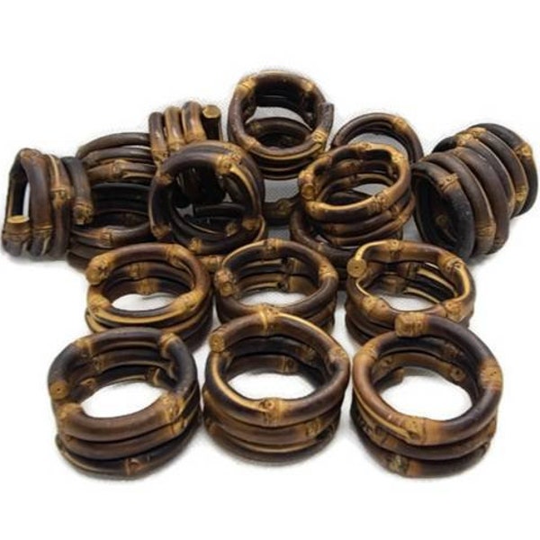 Wooden Napkin Rings Set | Rustic Gold Napkin Rings Made of Bamboo Root, Great for Weddings, Holidays, Dinner Parties | Multiple Quantities