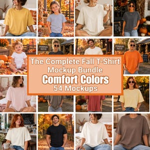 Fall T-Shirt Comfort Color Bundle Mockups Print On Demand Template Canva Friendly PNG Products CC1717 Digital Download