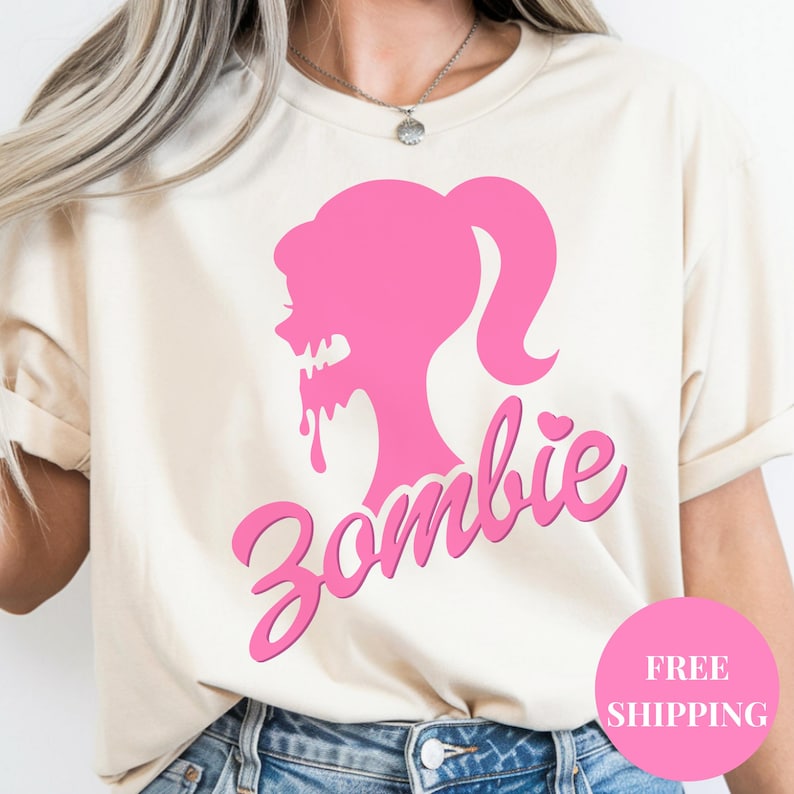 Trendy Tshirt for Women Graphic Shirt Pastel Goth Kawaii Gothic Womens Clothing Tops for Teen Girl Gift Her Zombie Shirt Pink Brabie T-Shirt Natural