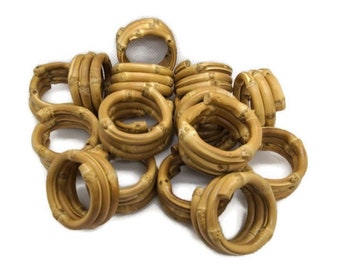 Wooden Napkin Rings Set | Rustic Gold Napkin Rings Made of Bamboo Root, Great for Weddings, Holidays, Dinner Parties | Multiple Quantities