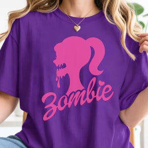 Trendy Tshirt for Women Graphic Shirt Pastel Goth Kawaii Gothic Womens Clothing Tops for Teen Girl Gift Her Zombie Shirt Pink Brabie T-Shirt Purple
