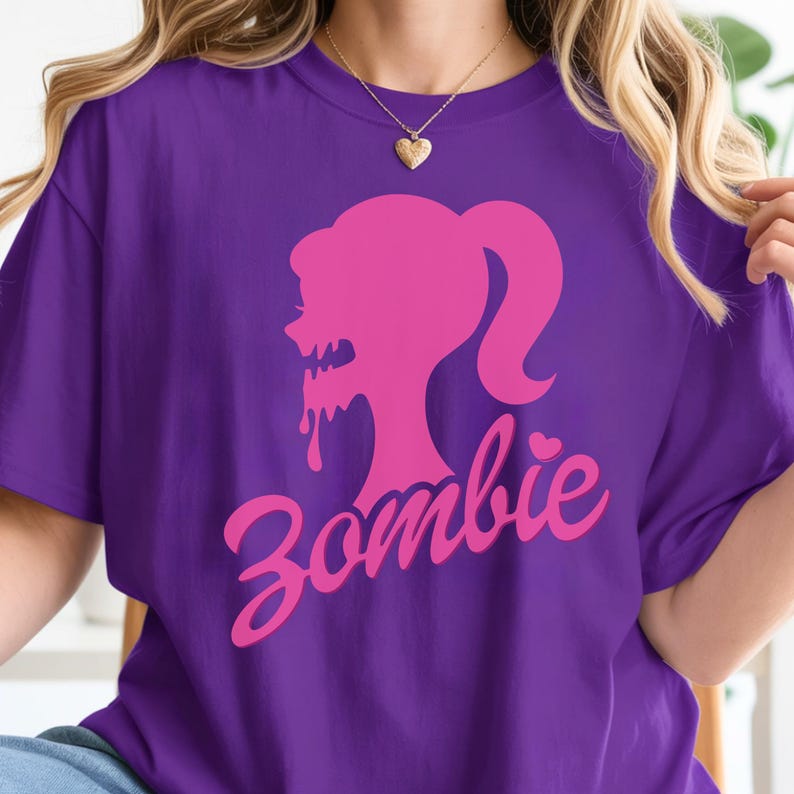 Trendy Tshirt for Women Graphic Shirt Pastel Goth Kawaii Gothic Womens Clothing Tops for Teen Girl Gift Her Zombie Shirt Pink Brabie T-Shirt Purple