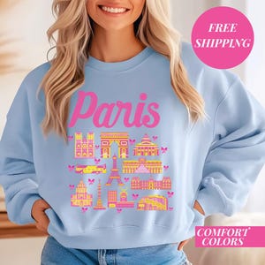 Paris Sweatshirt Women Paris France Sweatshirt Comfort Color Coquette Bow Shirt Paris Eiffel Tower Shirt Trend For Women Trendy Shirt Travel