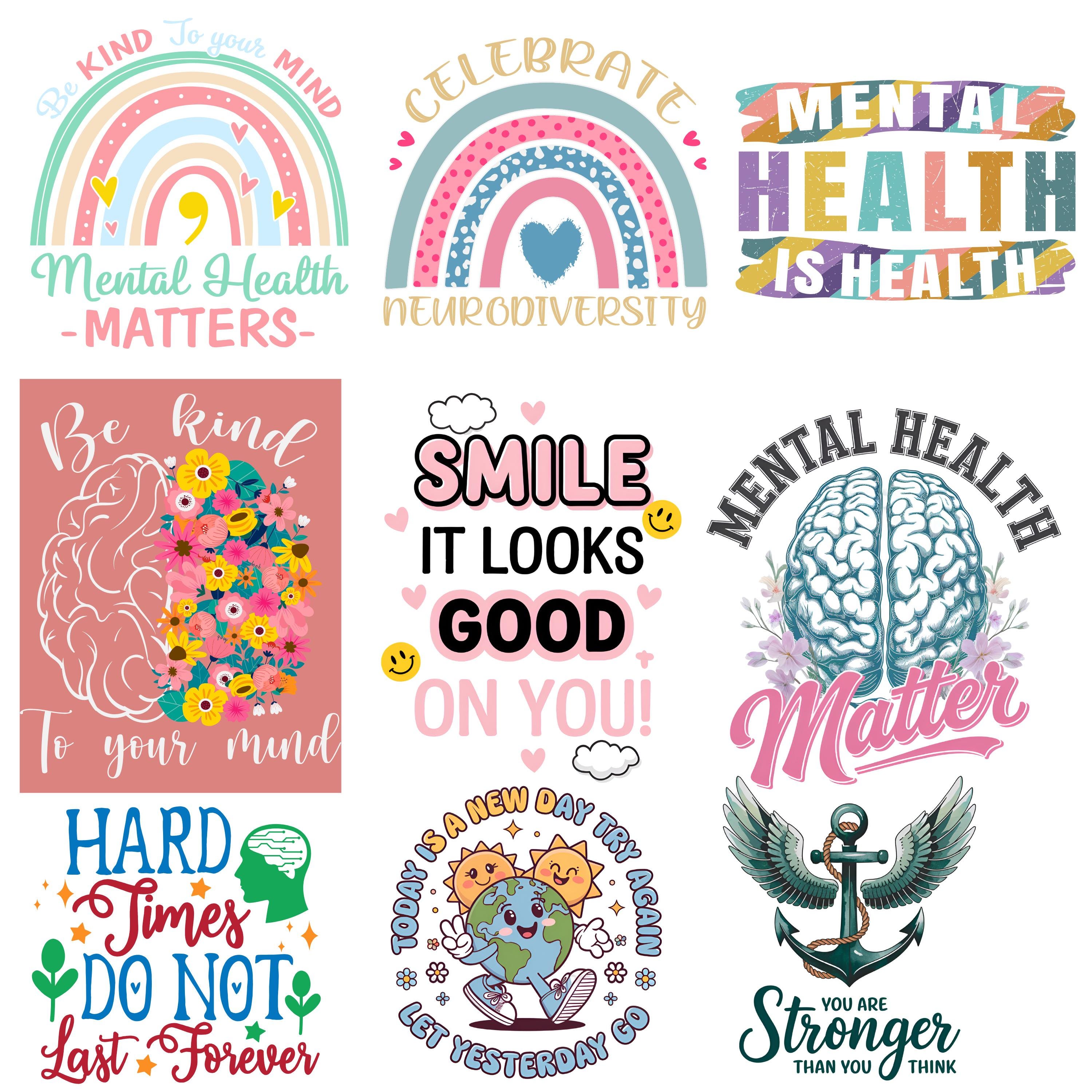 Mental Health Sticker Bundle Self Care Quote Funny Clipart Design for ...