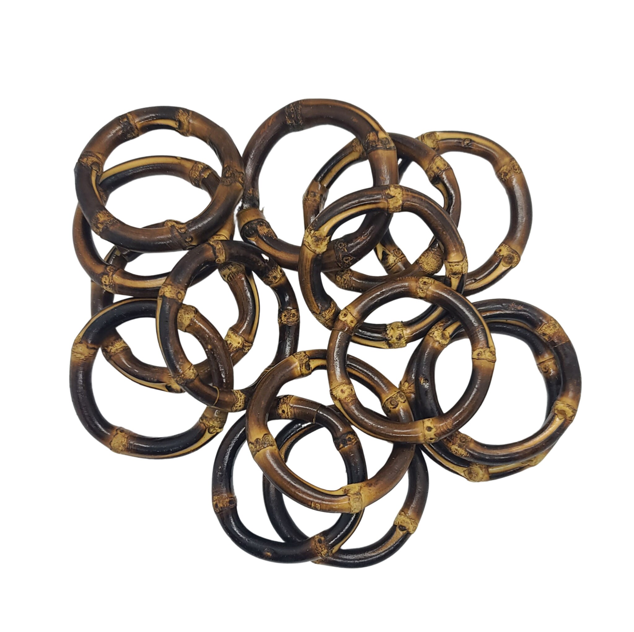 Wooden Napkin Rings Set Rustic Dark Stained Napkin Rings Made of Bamboo Root Boho Chic Dinner Table Decor for Weddings
