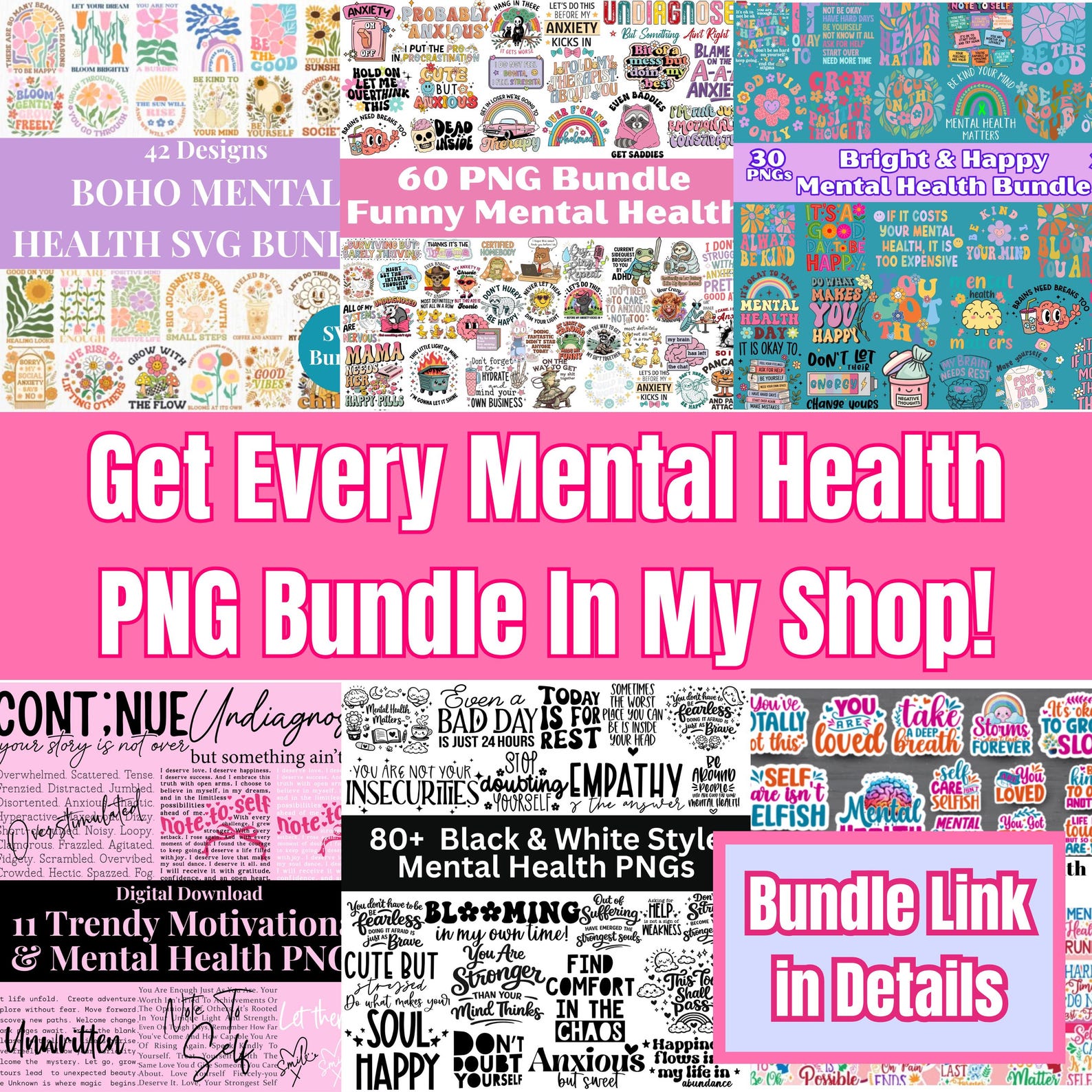 Funny Mental Health PNG Files Canva PNG Bundle Therapy Stickers Digital ...