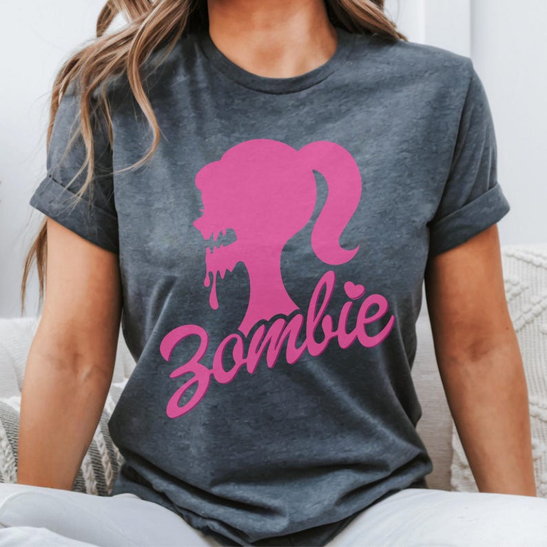 Trendy Tshirt for Women Graphic Shirt Pastel Goth Kawaii Gothic Womens Clothing Tops for Teen Girl Gift Her Zombie Shirt Pink Brabie T-Shirt Dark Heather
