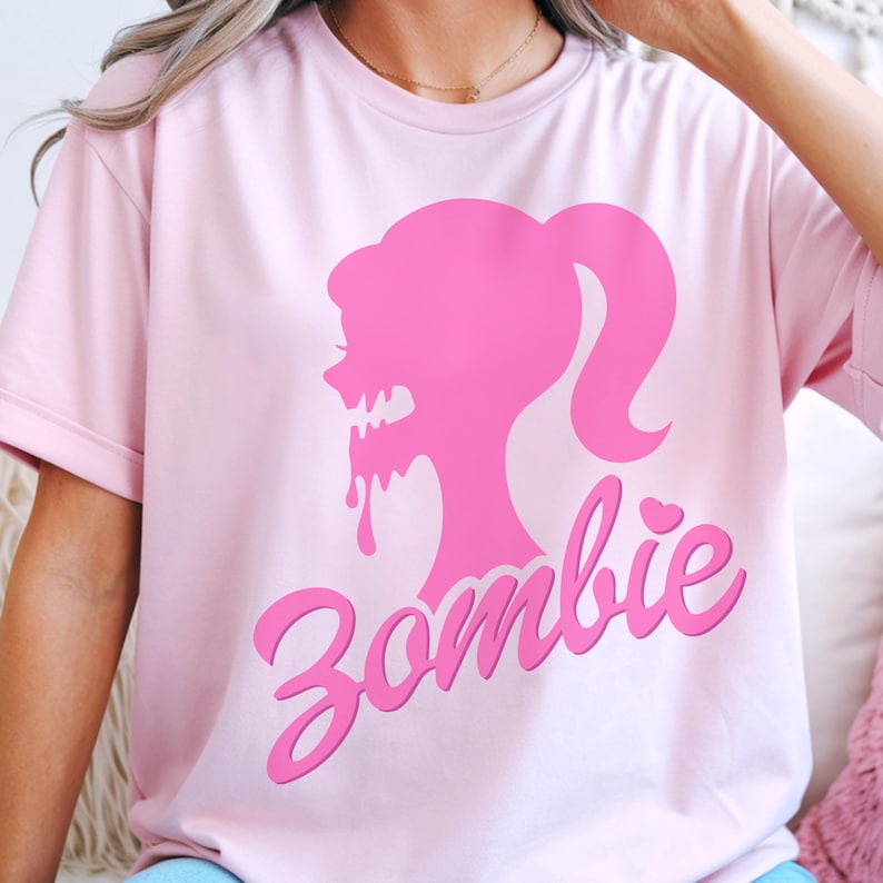 Trendy Tshirt for Women Graphic Shirt Pastel Goth Kawaii Gothic Womens Clothing Tops for Teen Girl Gift Her Zombie Shirt Pink Brabie T-Shirt Light Pink