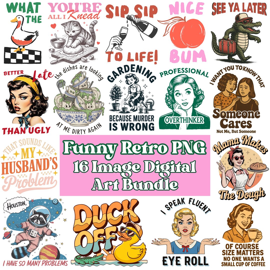 Retro Wall Art Print Bundle Digital Download Home Decor for Bedroom ...