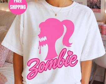 Pastel Goth Zombie T-Shirt Pink Kawaii Gothic Comfort Colors Graphic Tee for Women