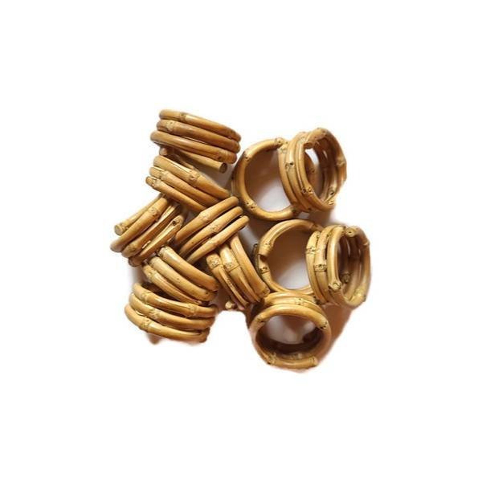 Wooden Napkin Rings Set Rustic Gold Napkin Rings Made of Bamboo Root, Great for Weddings