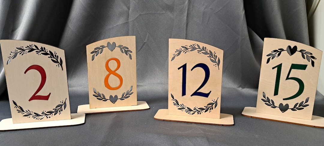 Wedding Table Numbers, Double Sided Wooden Inlay Acrylic Custom Table ...