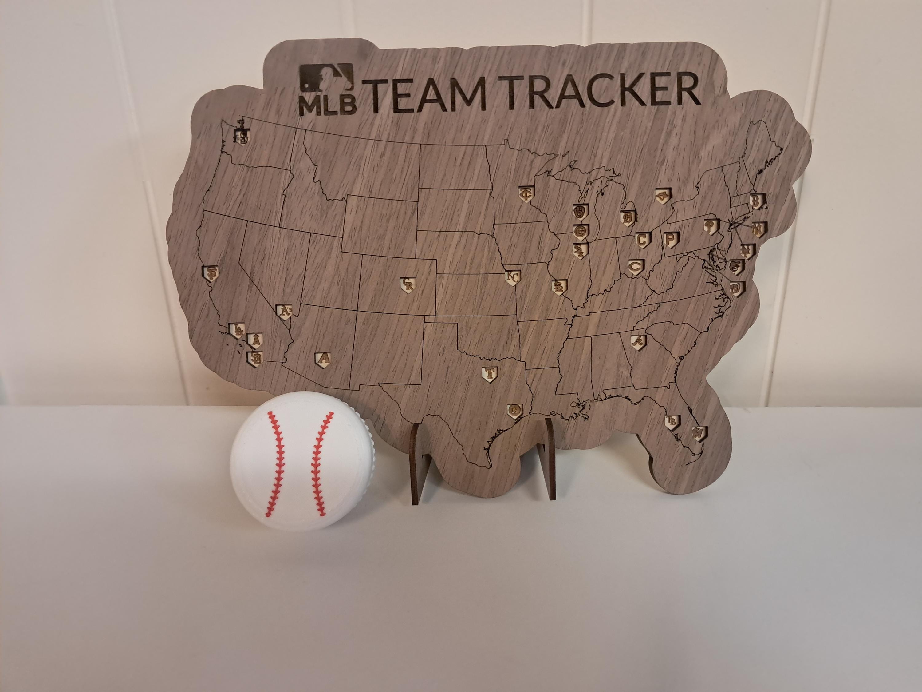 Handcrafted MLB Stadium Tracker | Baseball Team Travel Map With All 30 ...