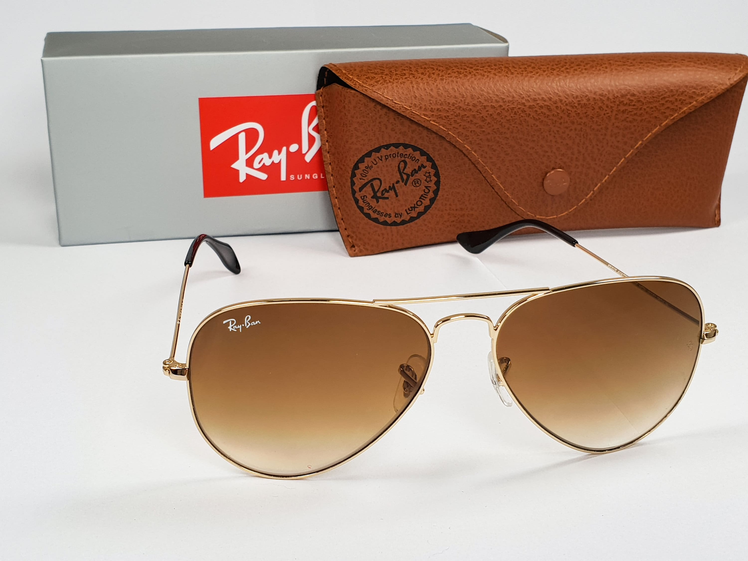 Authentic Ray Ban Aviator 3025 001 51 Gold Brown Gradient Etsy